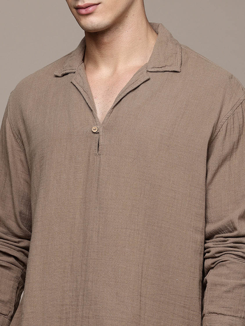 Unbound Open Collar Popover Shirt