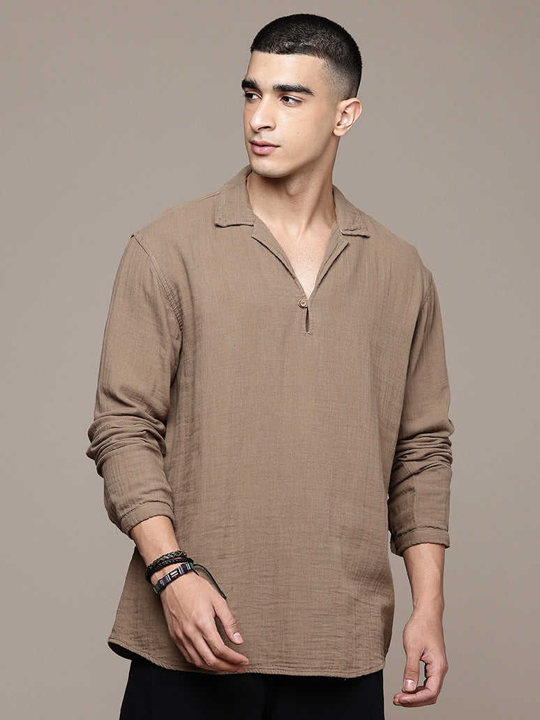 Unbound Open Collar Popover Shirt