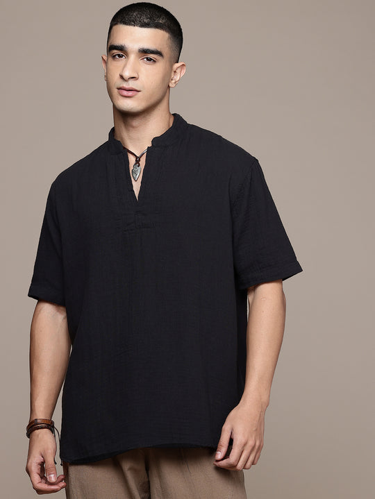 Rooted Split Neck Cotton Kurta