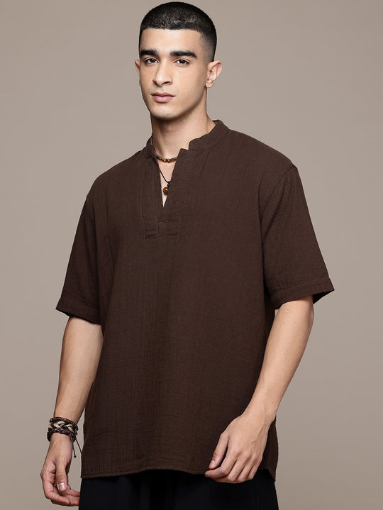 Rooted Split Neck Cotton Kurta