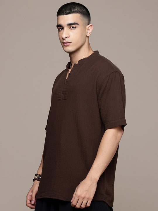 Rooted Split Neck Cotton Kurta