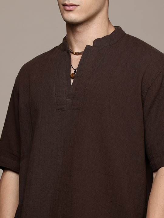 Rooted Split Neck Cotton Kurta