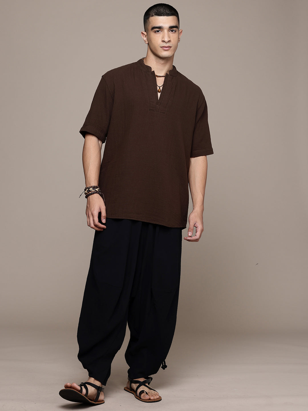 Rooted Split Neck Cotton Kurta