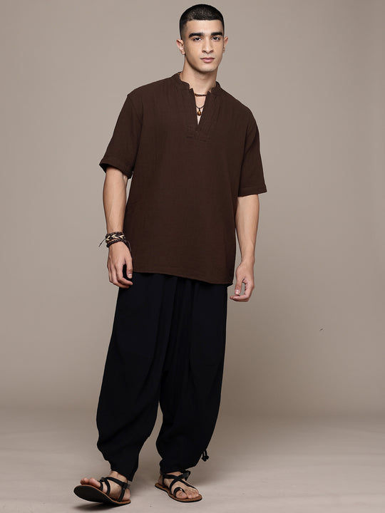 Rooted Split Neck Cotton Kurta