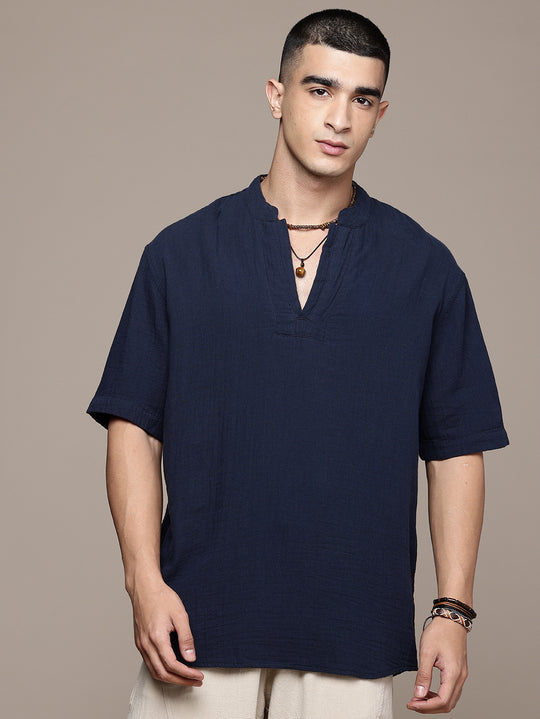 Rooted Split Neck Cotton Kurta