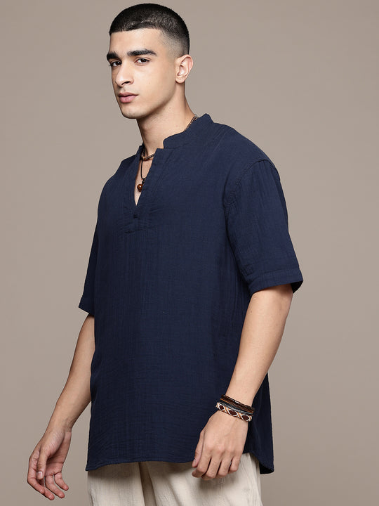 Rooted Split Neck Cotton Kurta