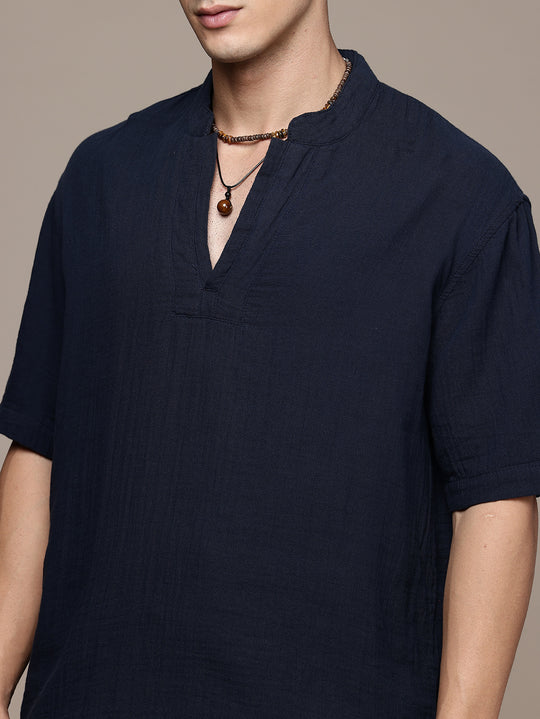 Rooted Split Neck Cotton Kurta