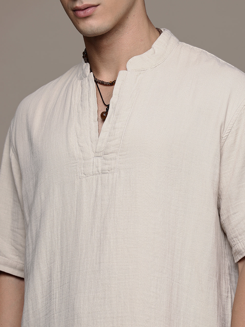Rooted Split Neck Cotton Kurta