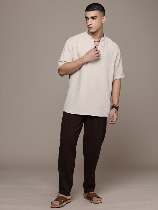 Rooted Split Neck Cotton Kurta