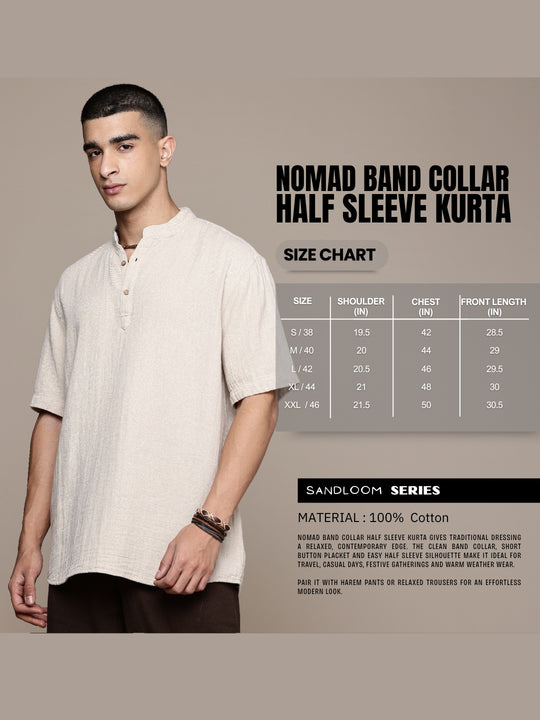 Nomad Band Collar Half Sleeve Kurta