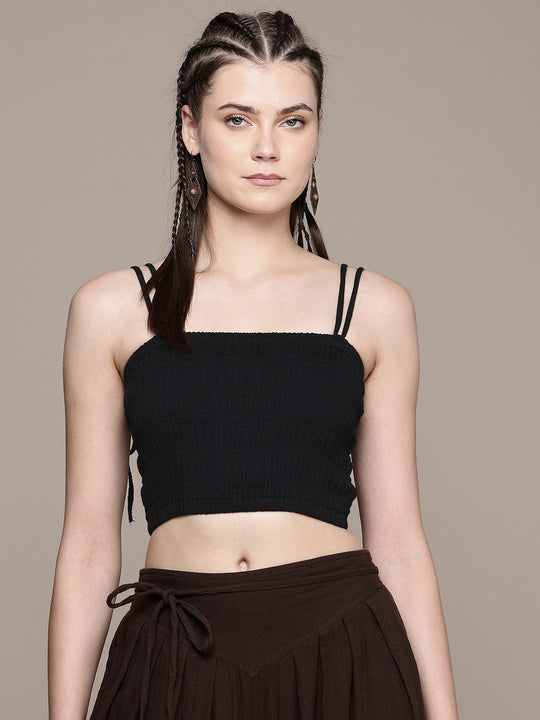 Smocked Spaghetti Cotton Cami Top