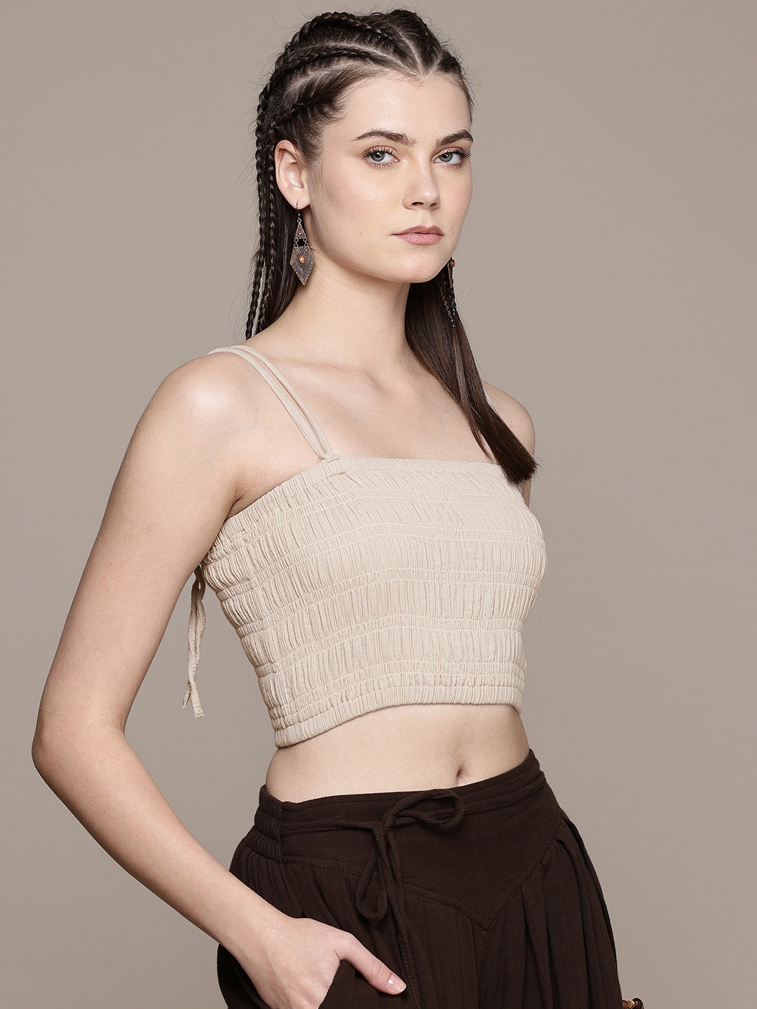 Smocked Spaghetti Cotton Cami Top