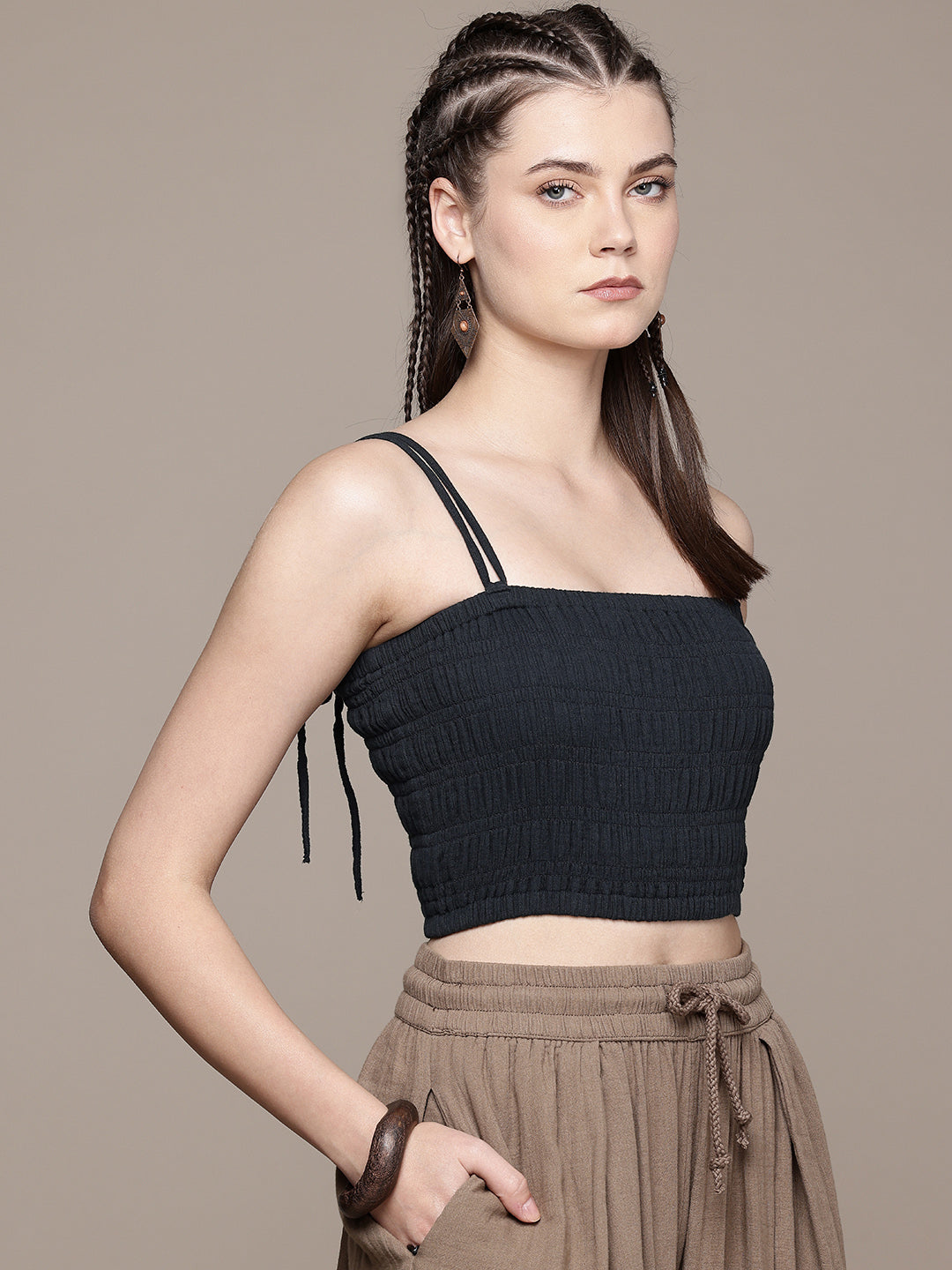 Smocked Spaghetti Cotton Cami Top