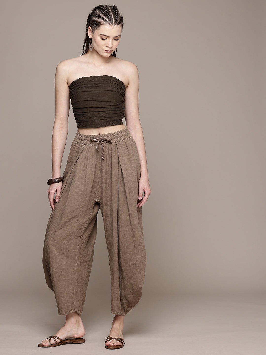 Ruched Bandeau Cotton Tube Top