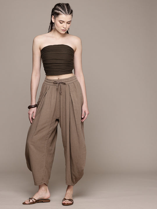Ruched Bandeau Cotton Tube Top