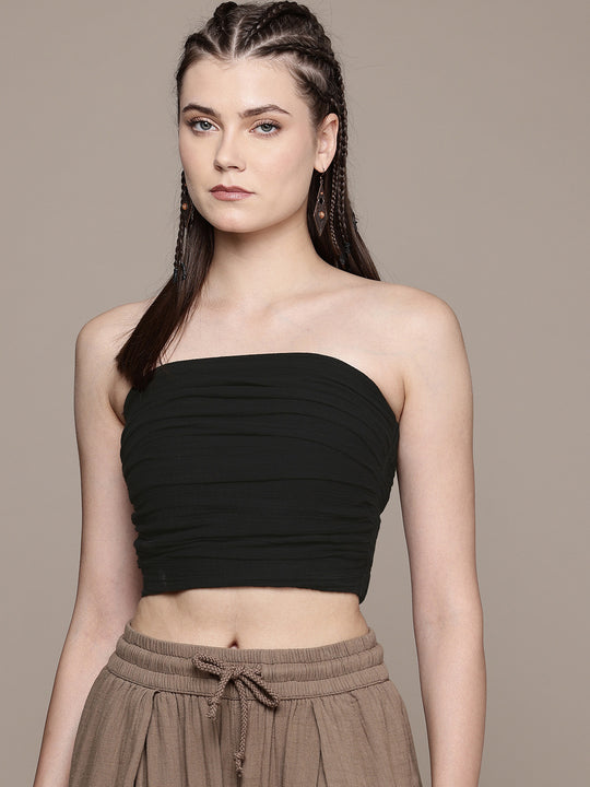 Ruched Bandeau Cotton Tube Top