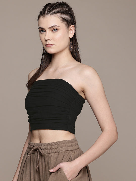 Ruched Bandeau Cotton Tube Top