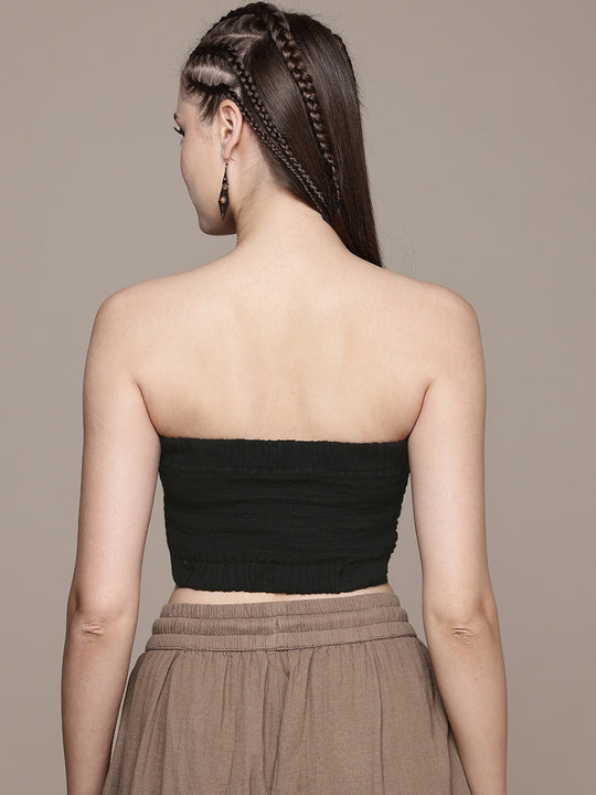 Ruched Bandeau Cotton Tube Top