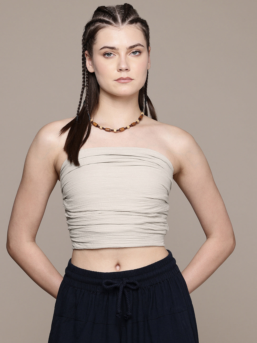 Ruched Bandeau Cotton Tube Top