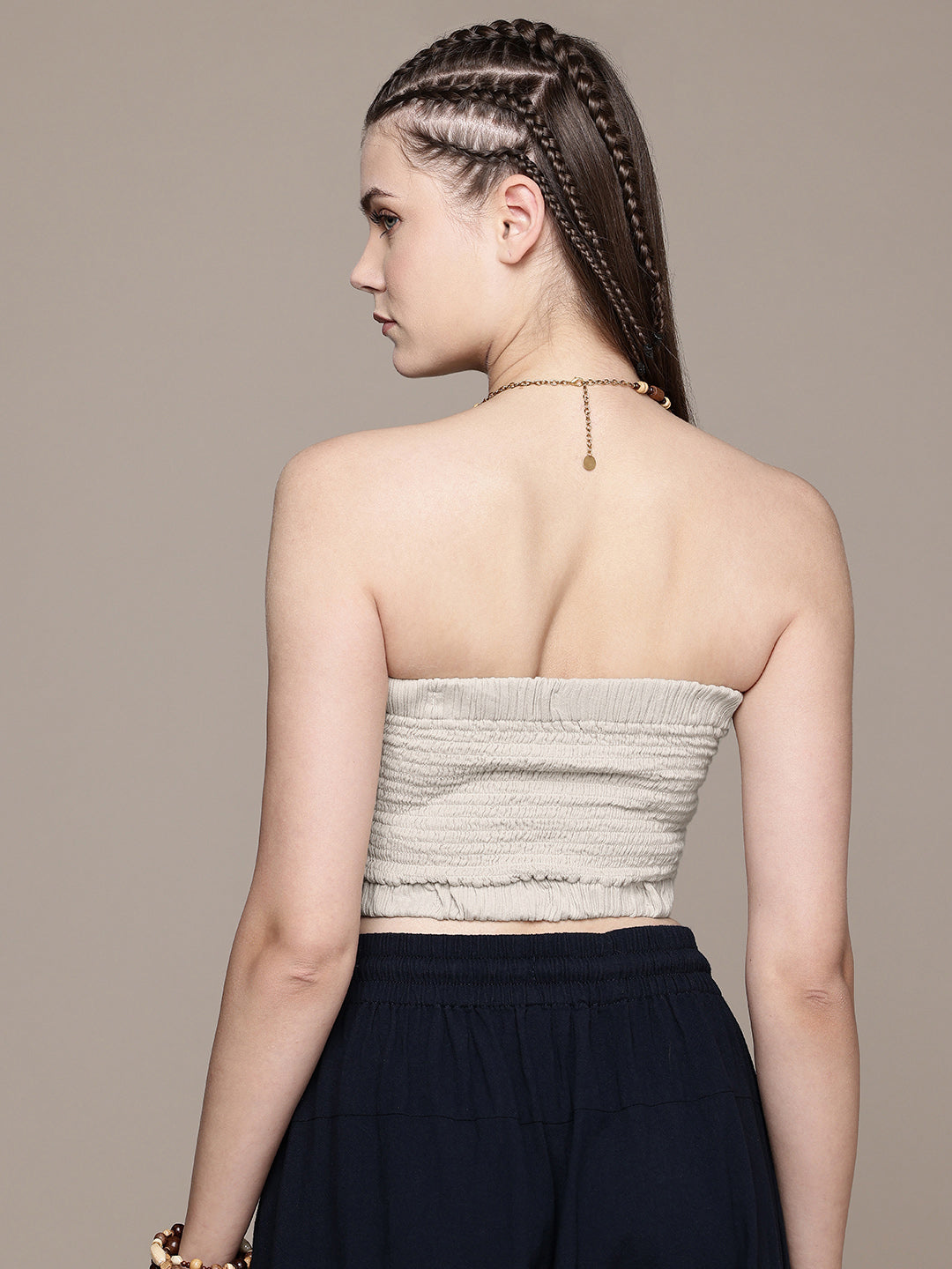 Ruched Bandeau Cotton Tube Top