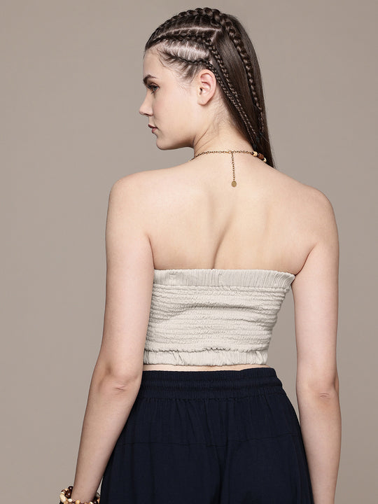 Ruched Bandeau Cotton Tube Top