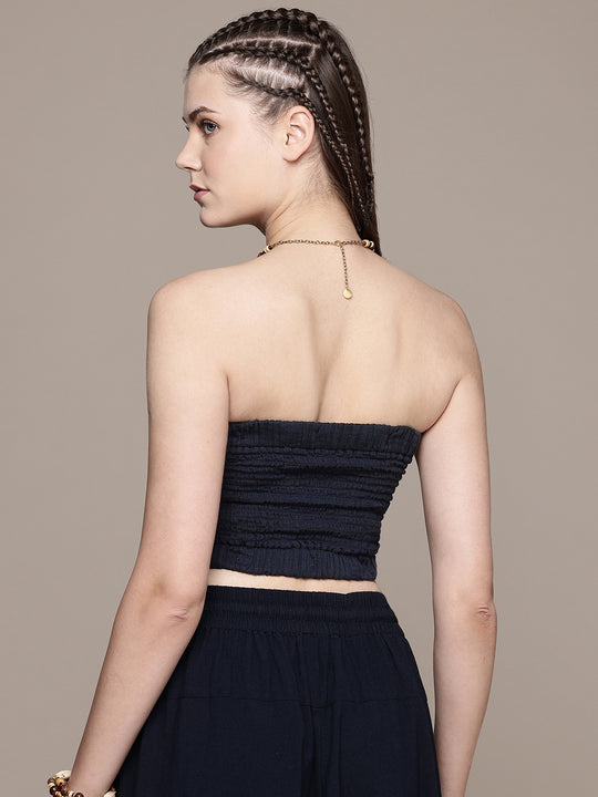 Ruched Bandeau Cotton Tube Top