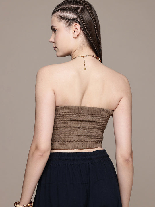 Ruched Bandeau Cotton Tube Top