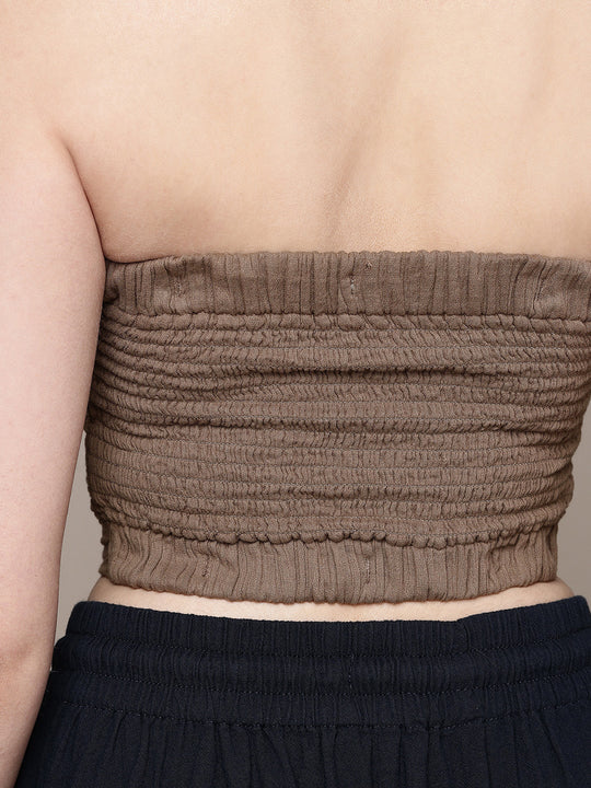 Ruched Bandeau Cotton Tube Top