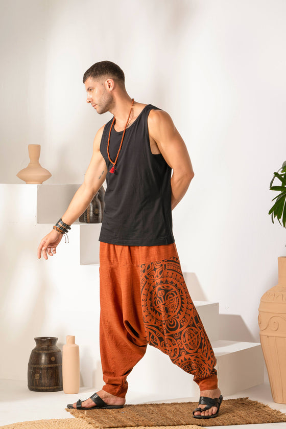 The Veshti Company Haremshose Für Herren – 100 % Baumwolle, Größenfrei, Tiefer Schritt – Für Yoga & Freizeit